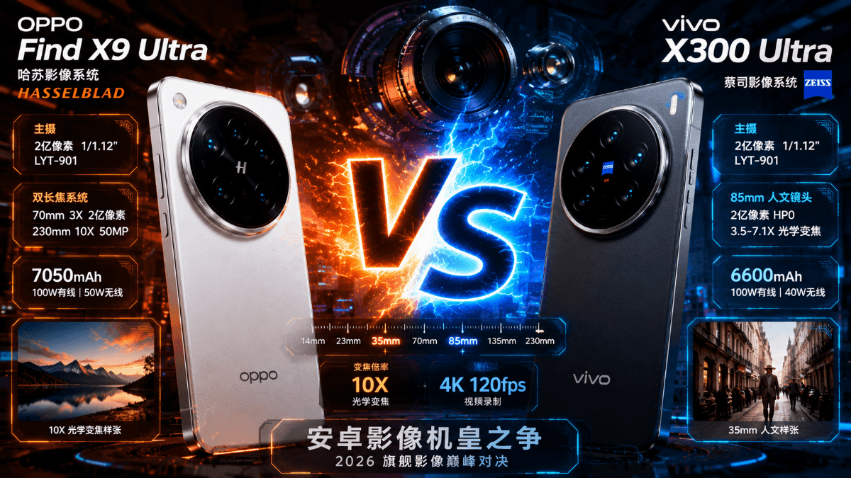 OPPO Find X9 Ultra和vivo X300 Ultra怎么选？性能、拍照、续航全对比