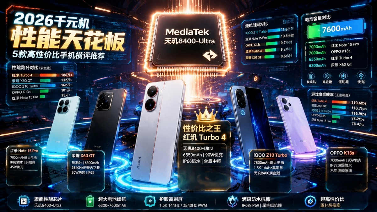2026年千元性价比手机推荐(二)：目前最值得买的5款手机排行榜