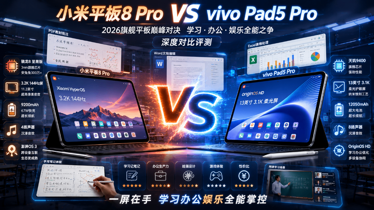 2026年高性价比平板横评:小米平板8 Pro VS vivo Pad5 Pro